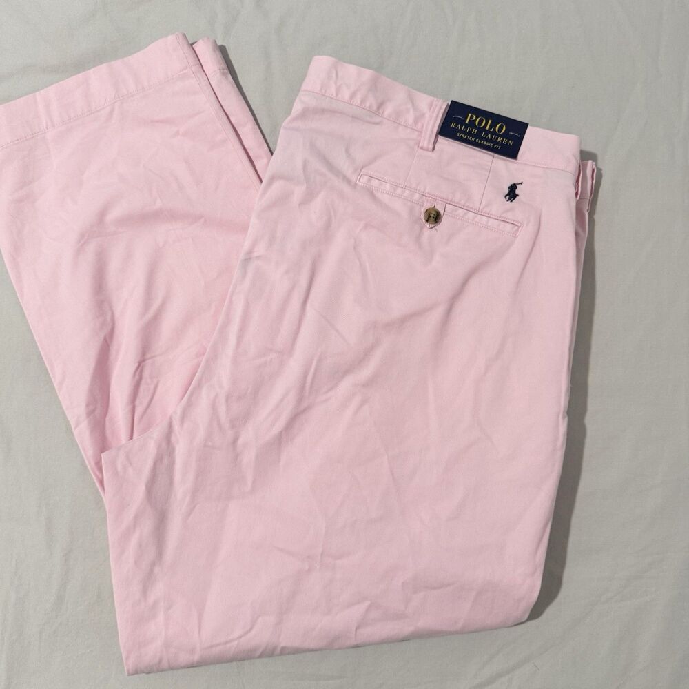 Polo Ralph Lauren Stretch Cotton Twill Classic Fit Chino Pants Pink 44Bx30 NWT